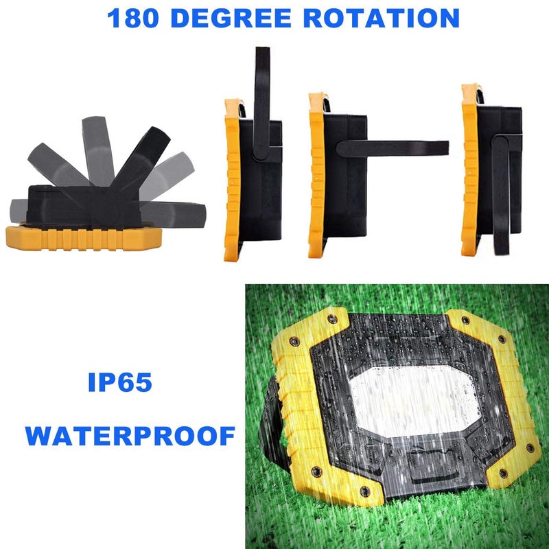 AUMIO Rechargeable LED Work Light 2 Pack, COB 30W 2000LM Portable LED Work Lighting Battery Worklight Cordless Waterproof Work Lights for Camping Hiking Emergency Car Repair Job Site Lighting(5.31Ã—1.6Ã—4in) - Image 5
